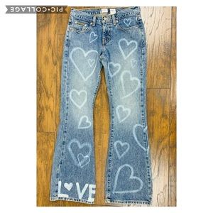 ❤️ LOVE ❤️ Calvin Klein Low Rise Flare Jeans • Custom Bleach Design